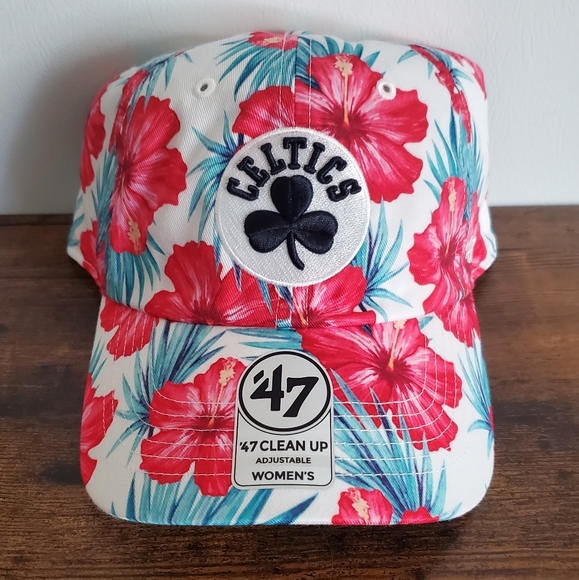 Boston Celtics Sharon Red Florial '47 Woman's Adjustable Clean Up Cap Hat - Picture 2 of 8